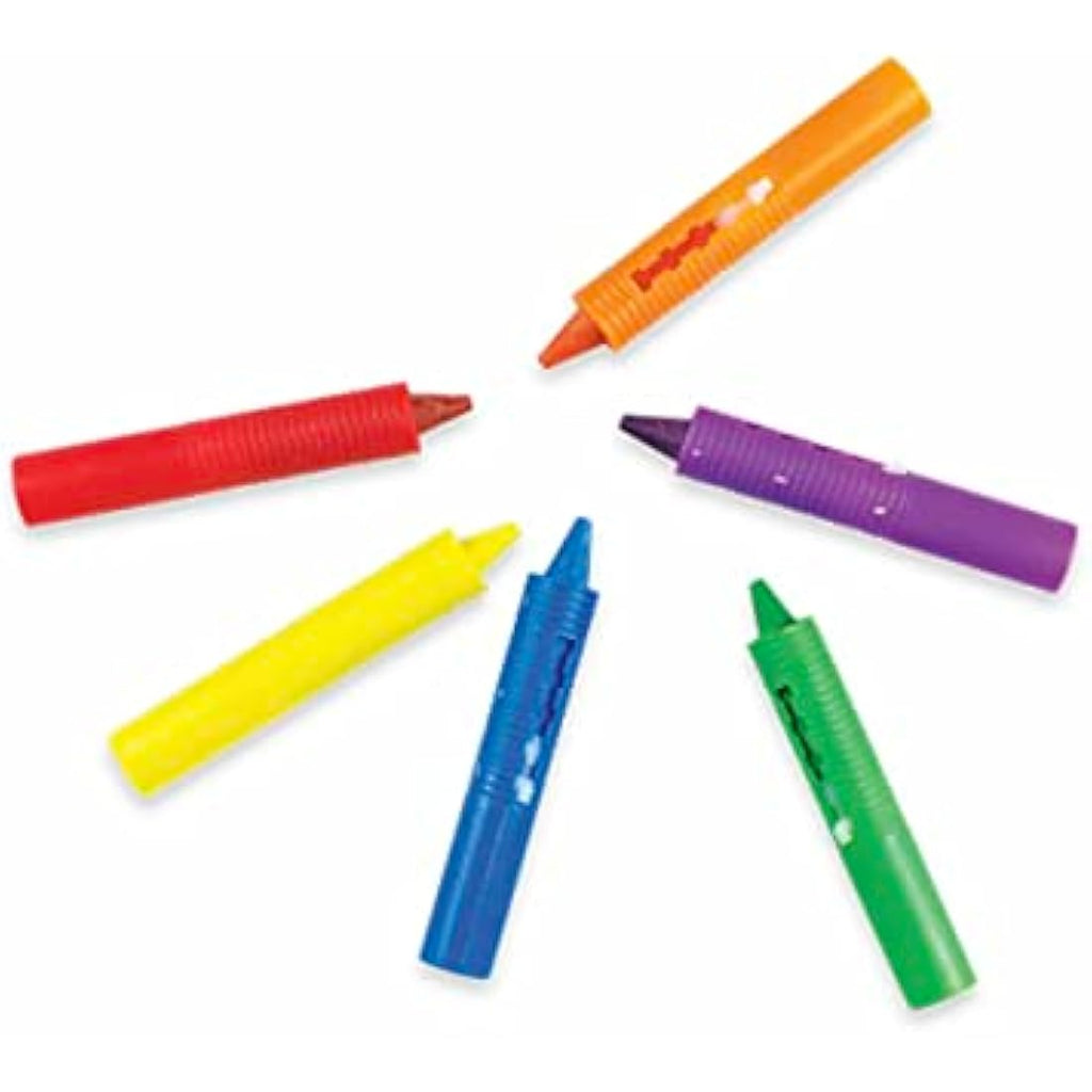 Toddler drawing on bathtub wall with 123 BABY Play-tec Bath Crayons