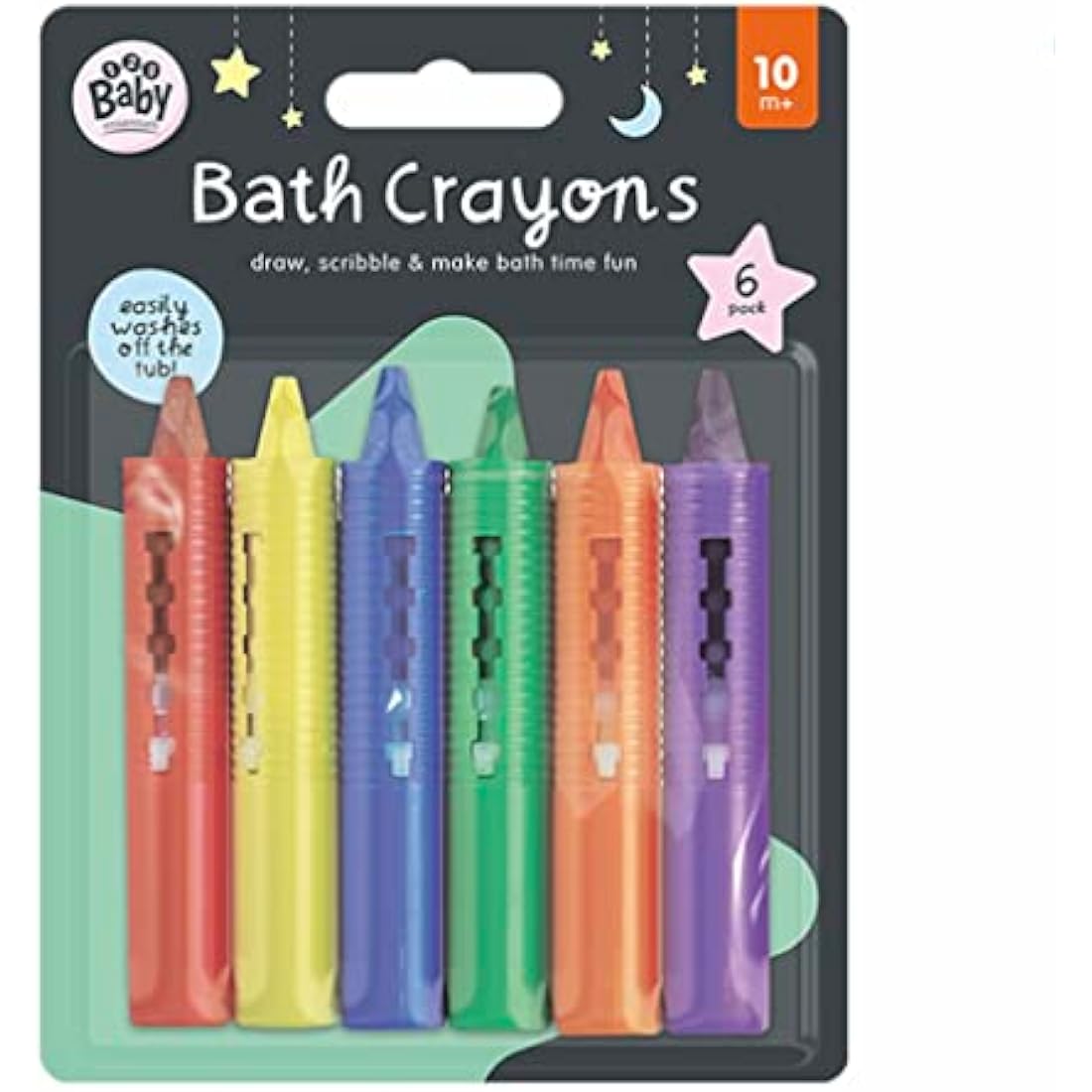 123 BABY Play-tec Bath Crayons 6-Pack – Washable & Non-Toxic