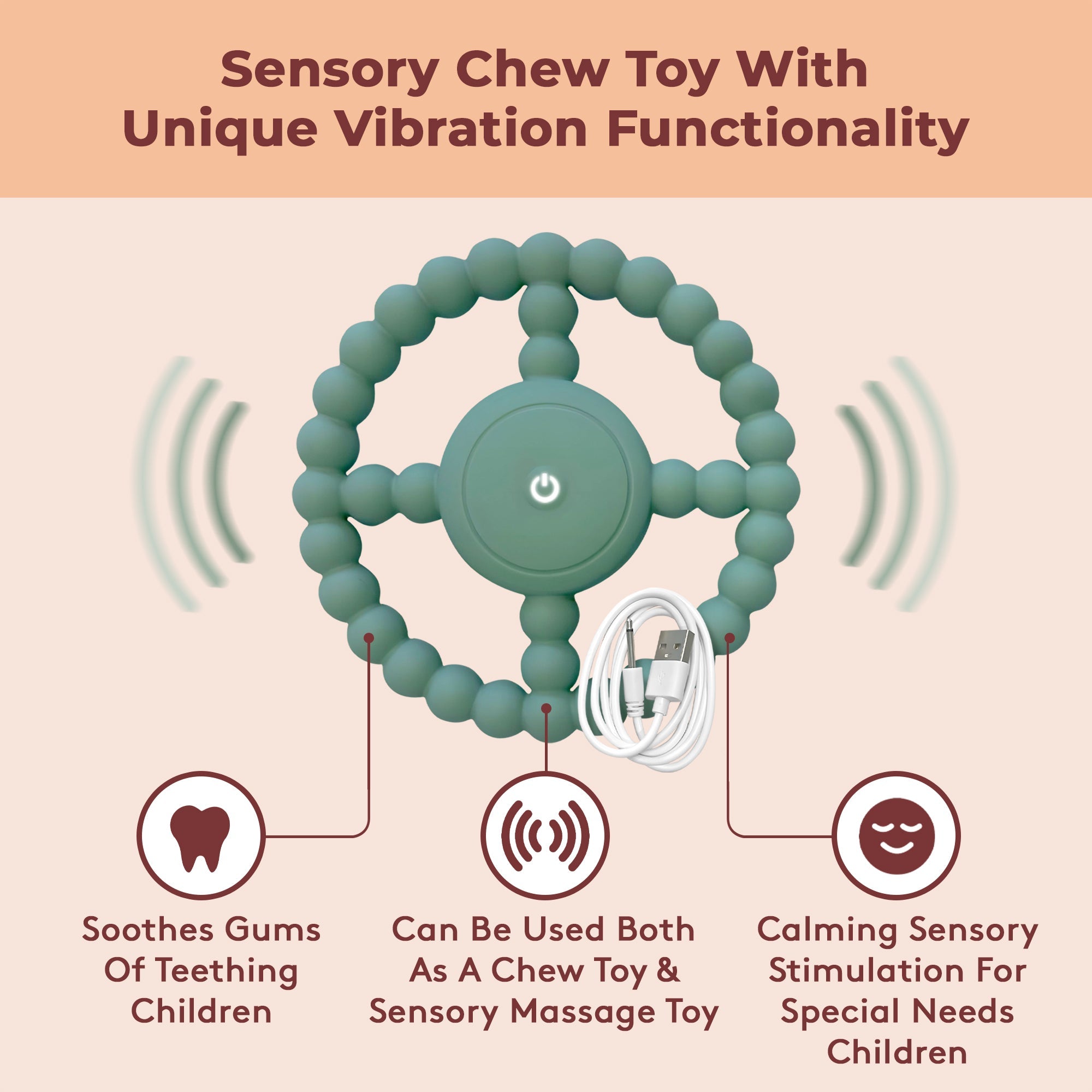 Autism chew toys with calming vibration