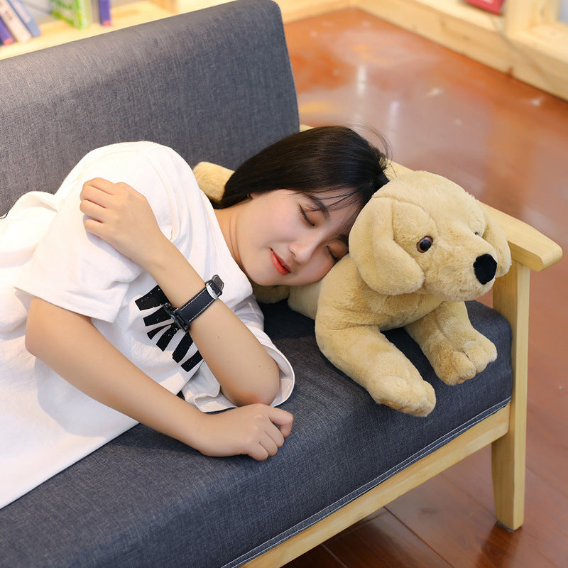 Baby dog plush toy used as pillow