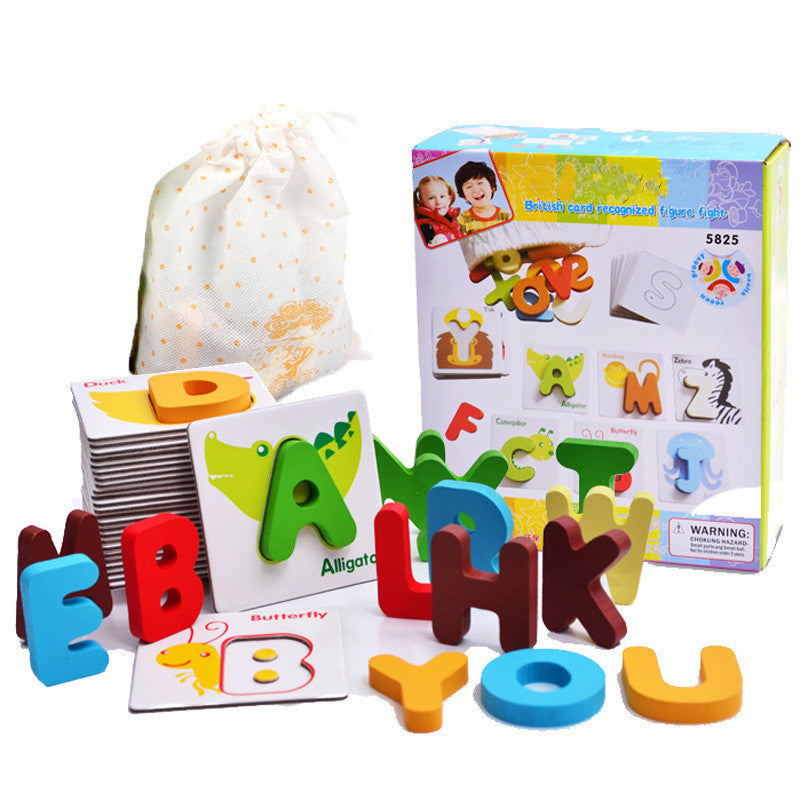 Toddler learning with wooden puzzle toy