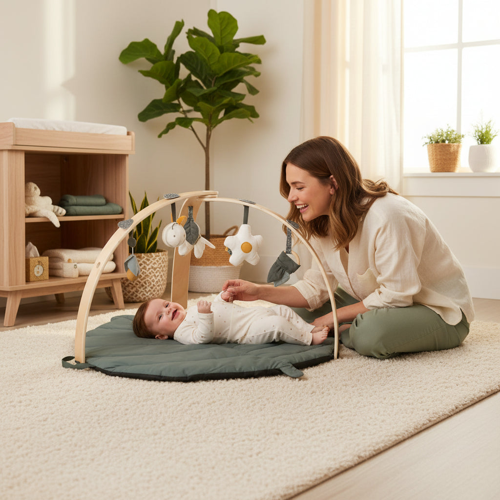 Baby’s play gym mat with toys