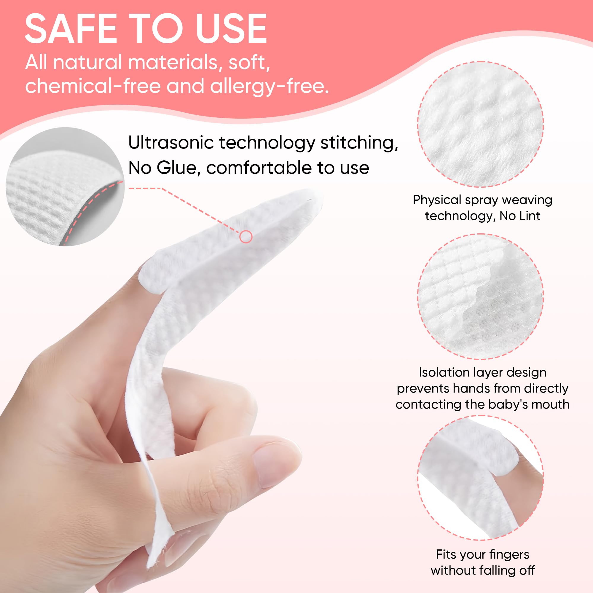 Individually sealed baby finger toothbrush wipes