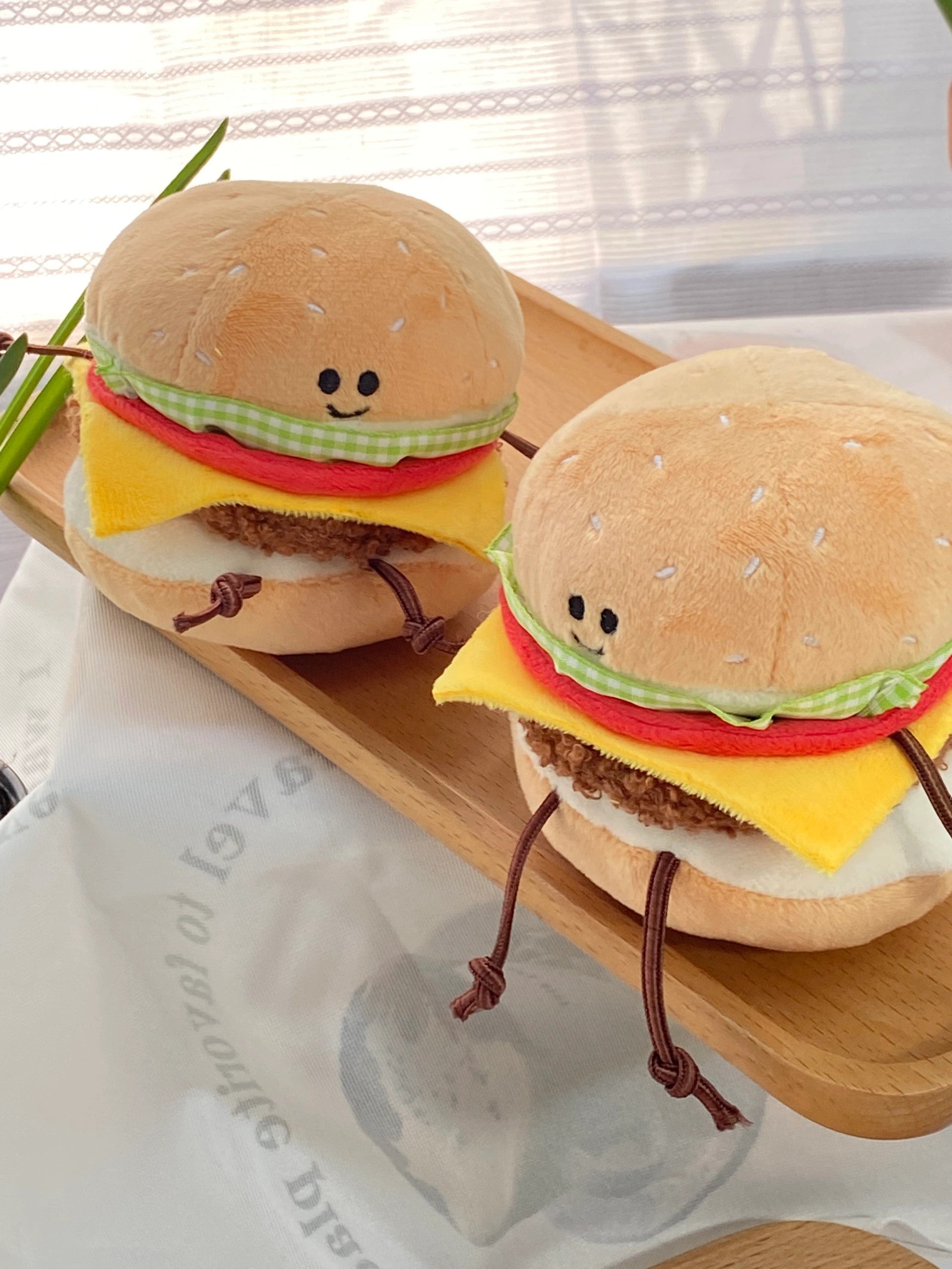 Cute plush burger keychain for kids
