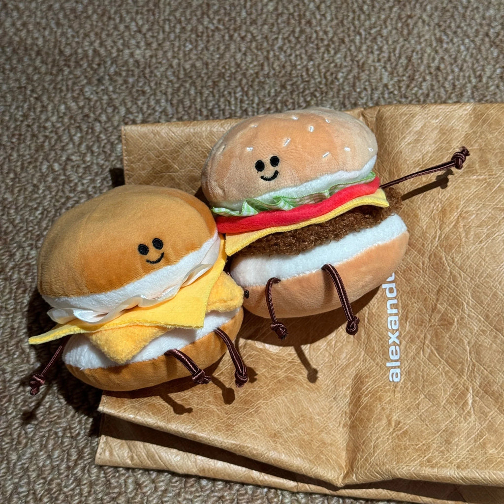 Soft and cuddly plush burger toy