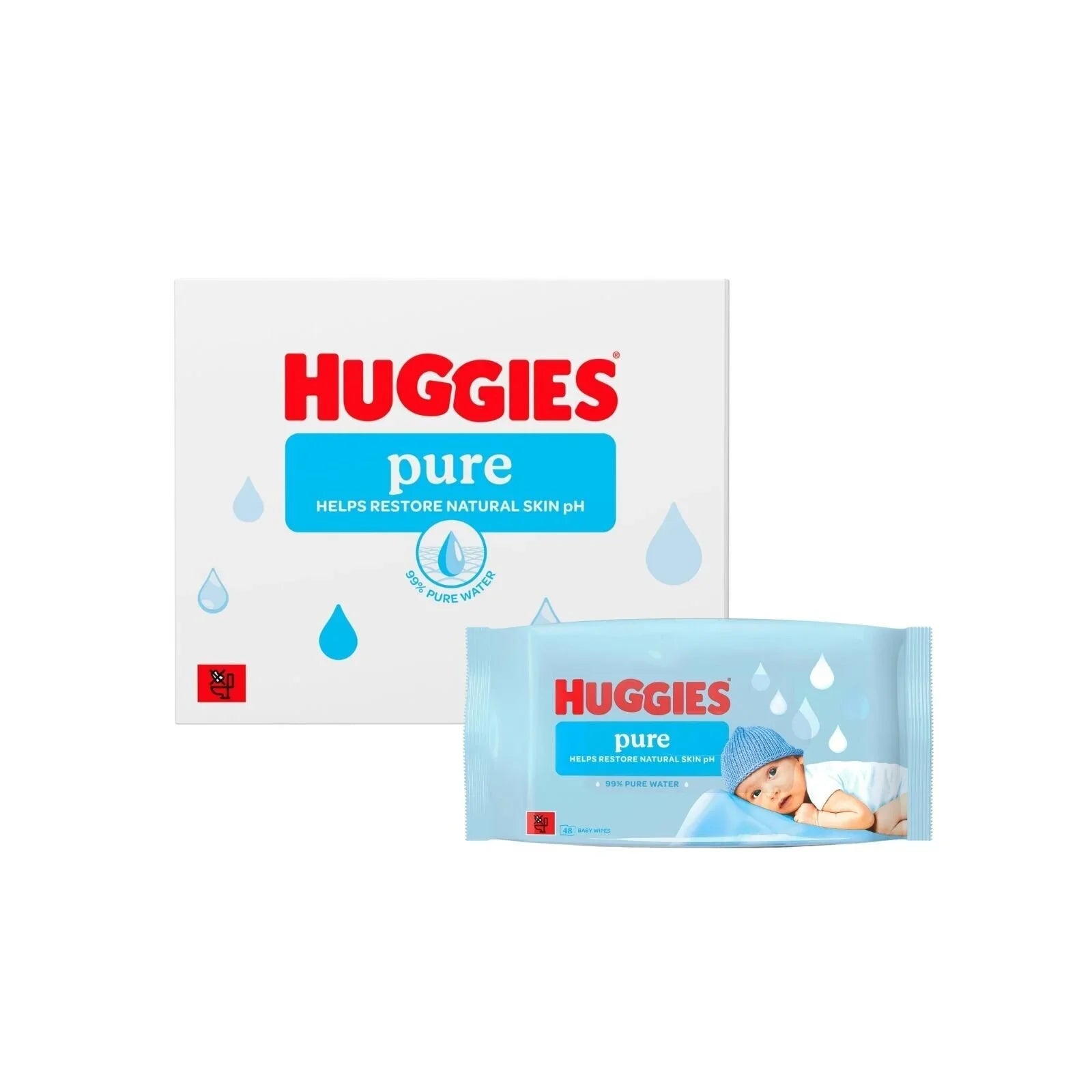 Huggies Pure Plastic Free Baby Wipes 12 x 48 pack