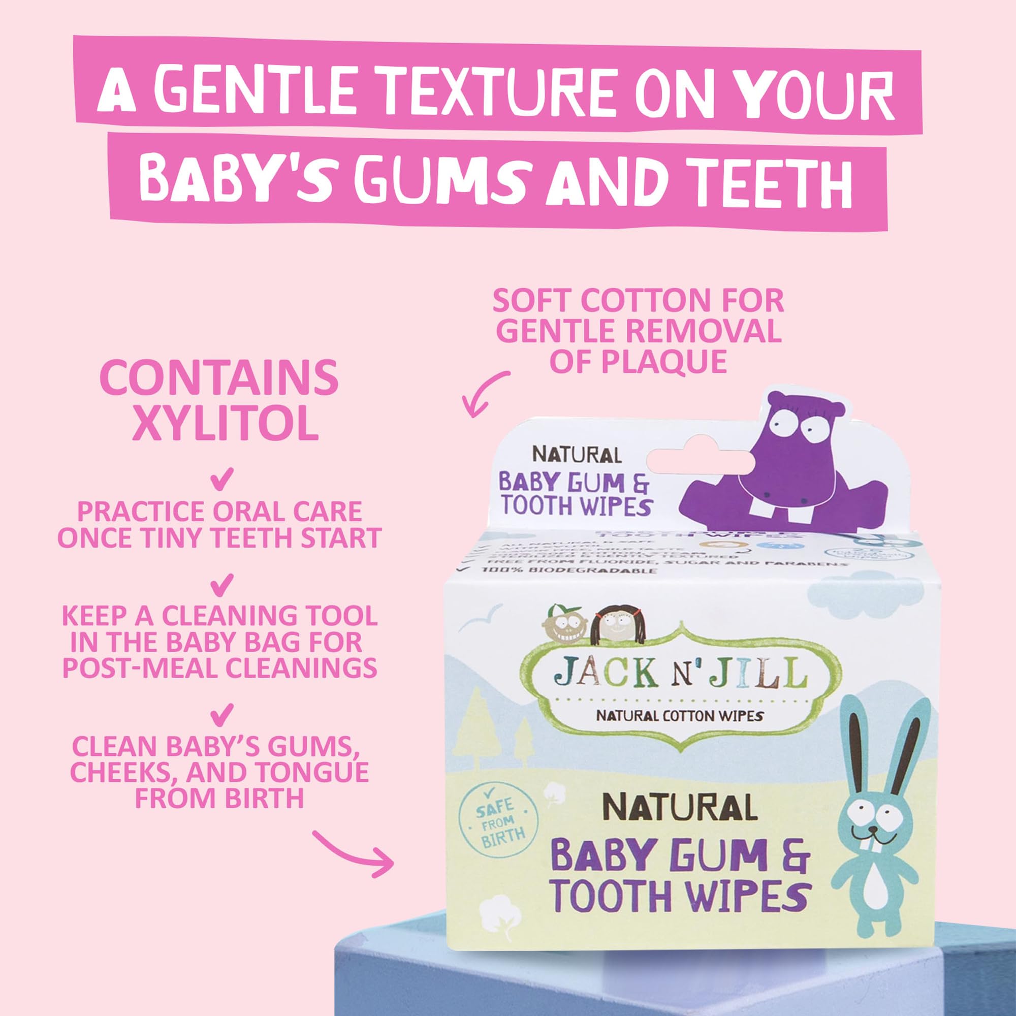 Individually wrapped Jack N’ Jill baby wipes