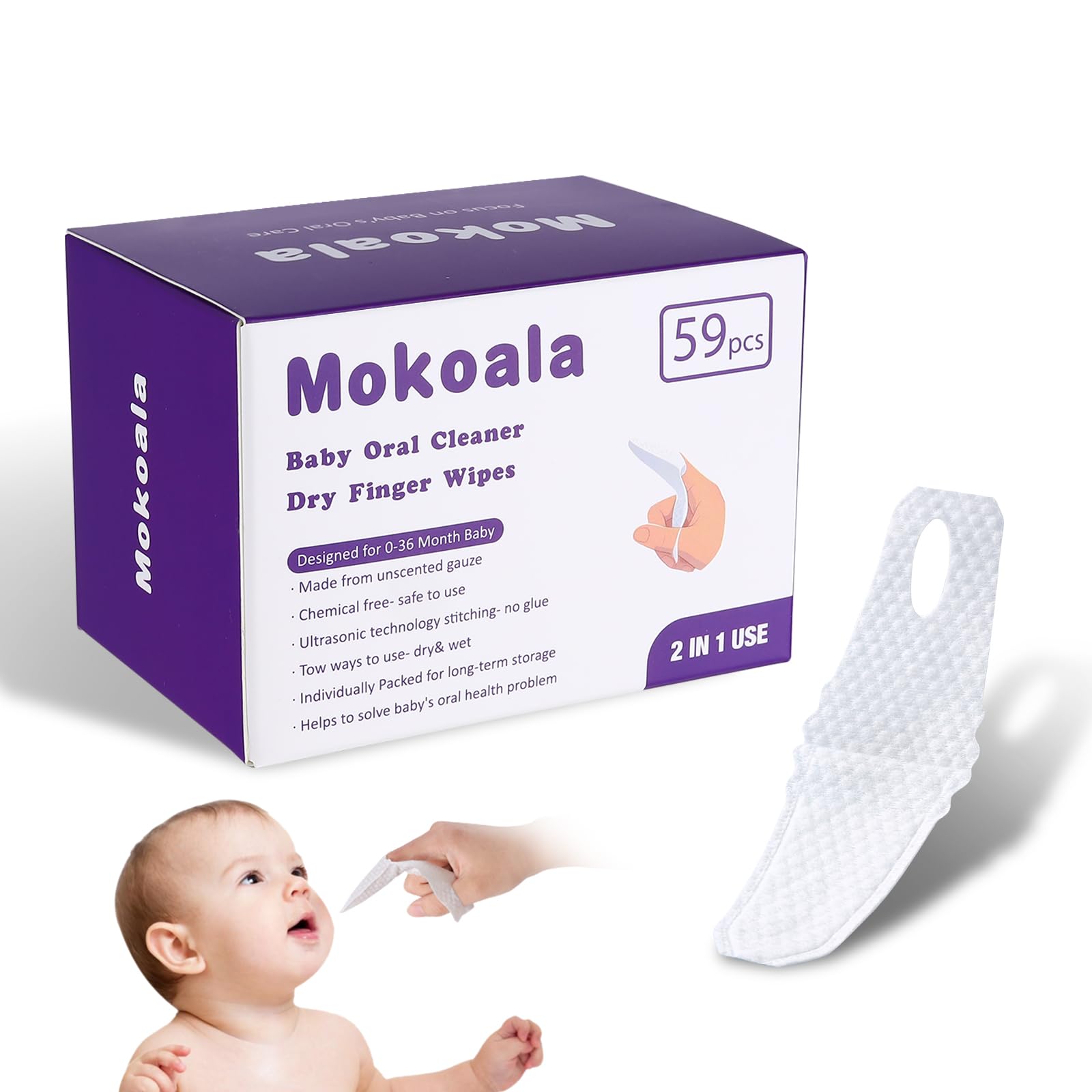 Mokoala baby finger toothbrush wipes for newborns