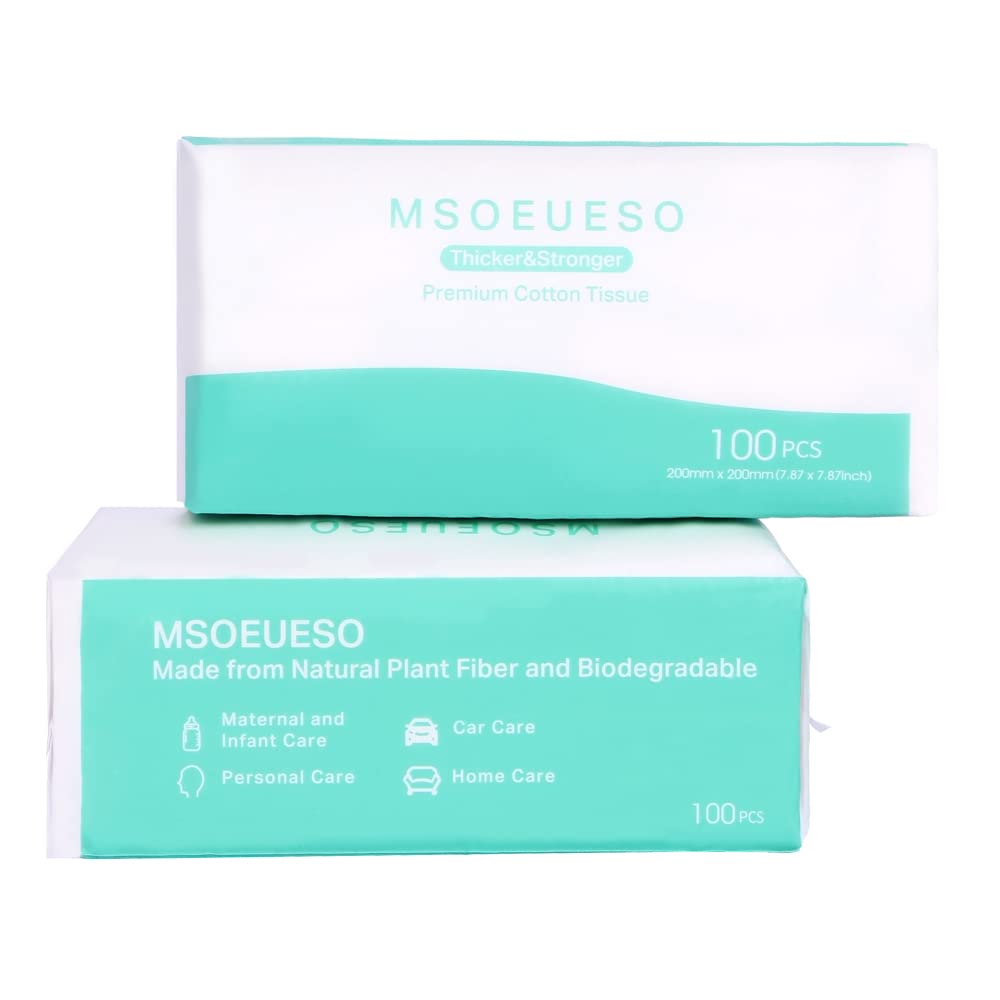 MSOEUESO Biodegradable Facial Cotton Wipes – 200 Count