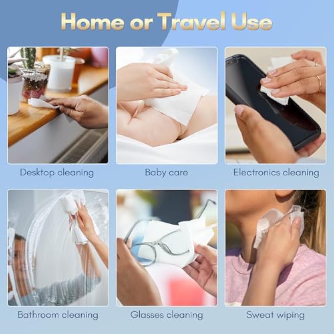 Soft, gentle cotton wipes safe for sensitive baby skin