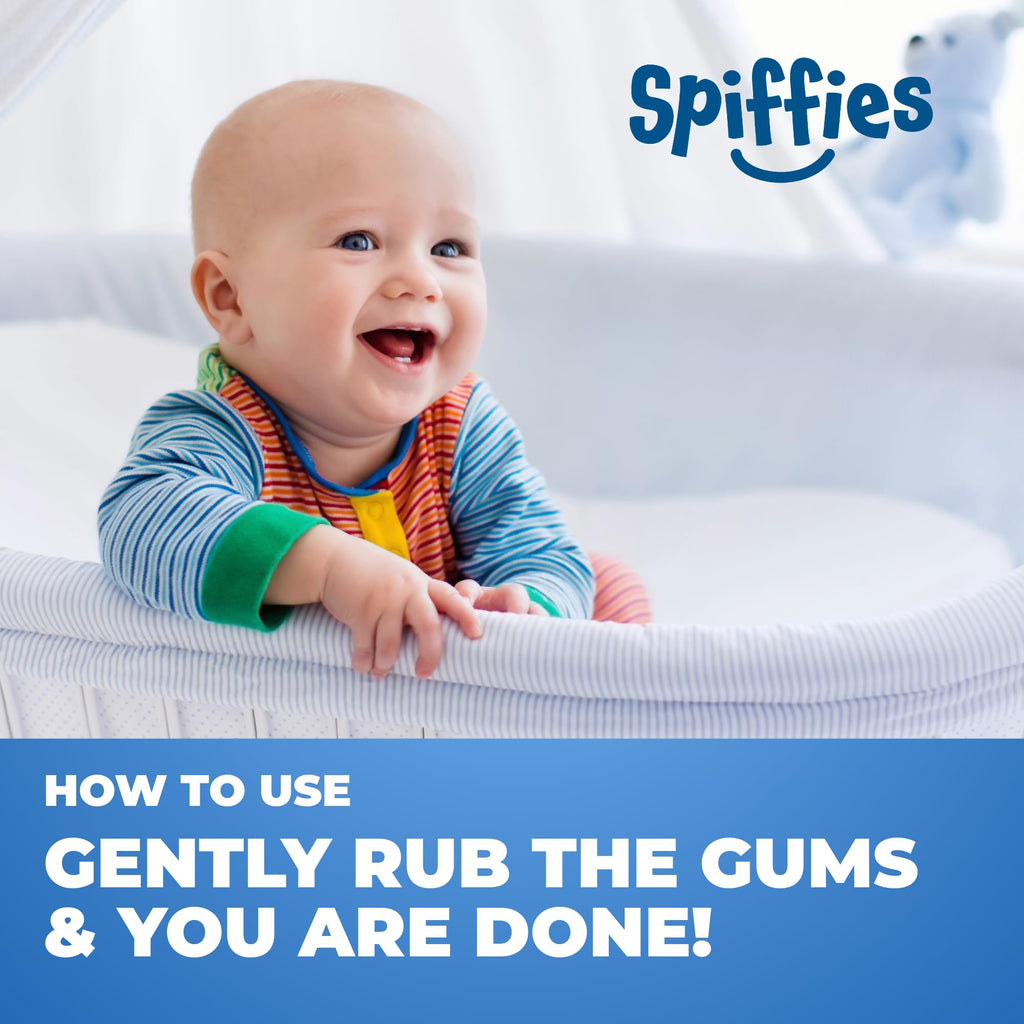 Individually wrapped Spiffies baby teeth wipes