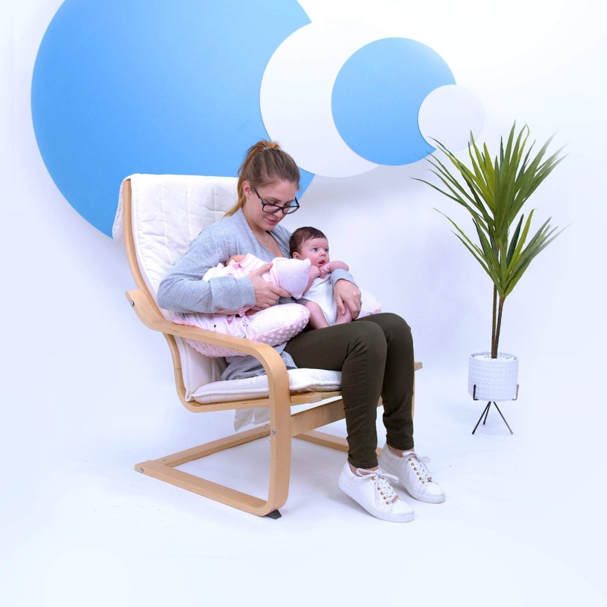 Tandem feeding pillow designed for twins
