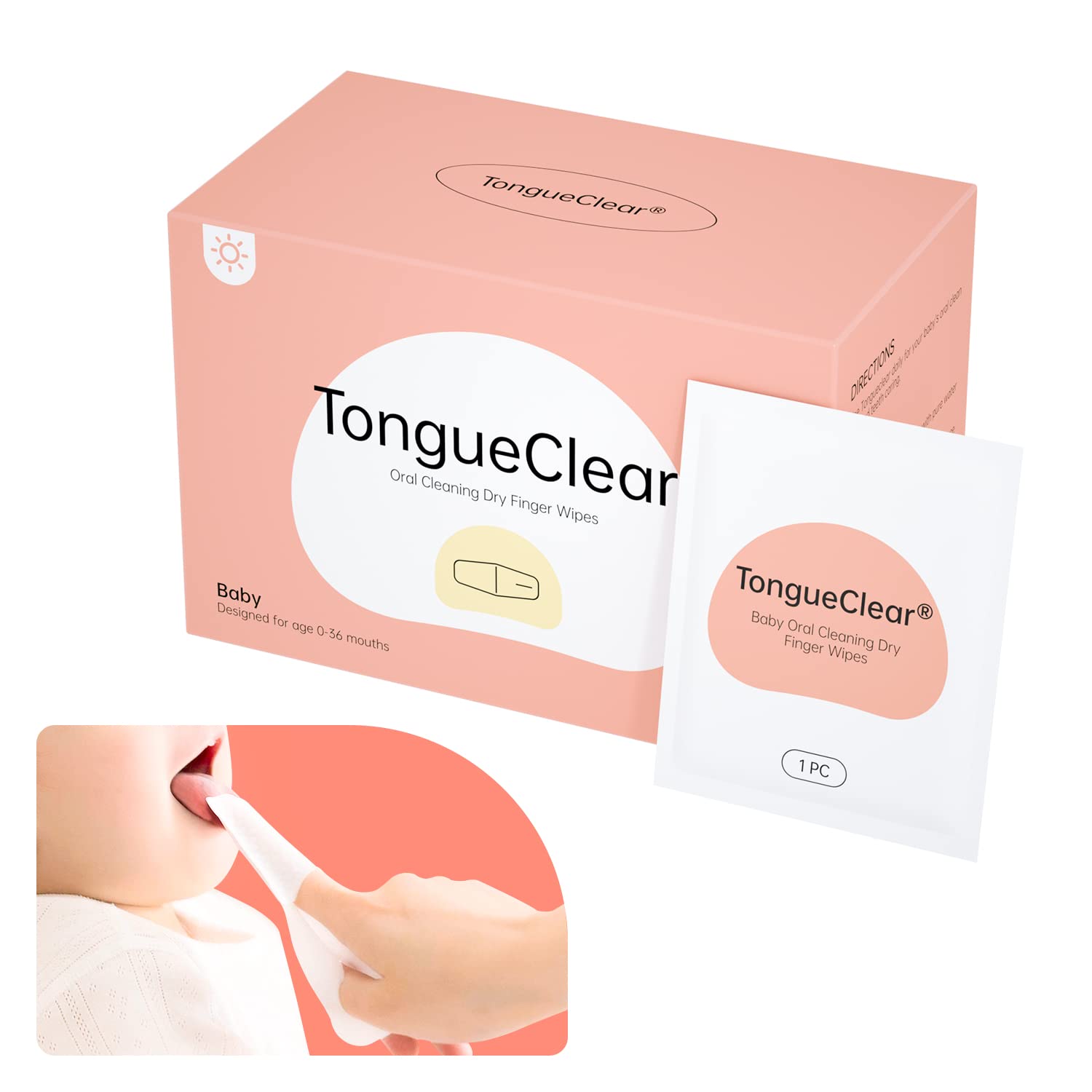 Tongueclear baby dry wipes tooth and gum cleaner