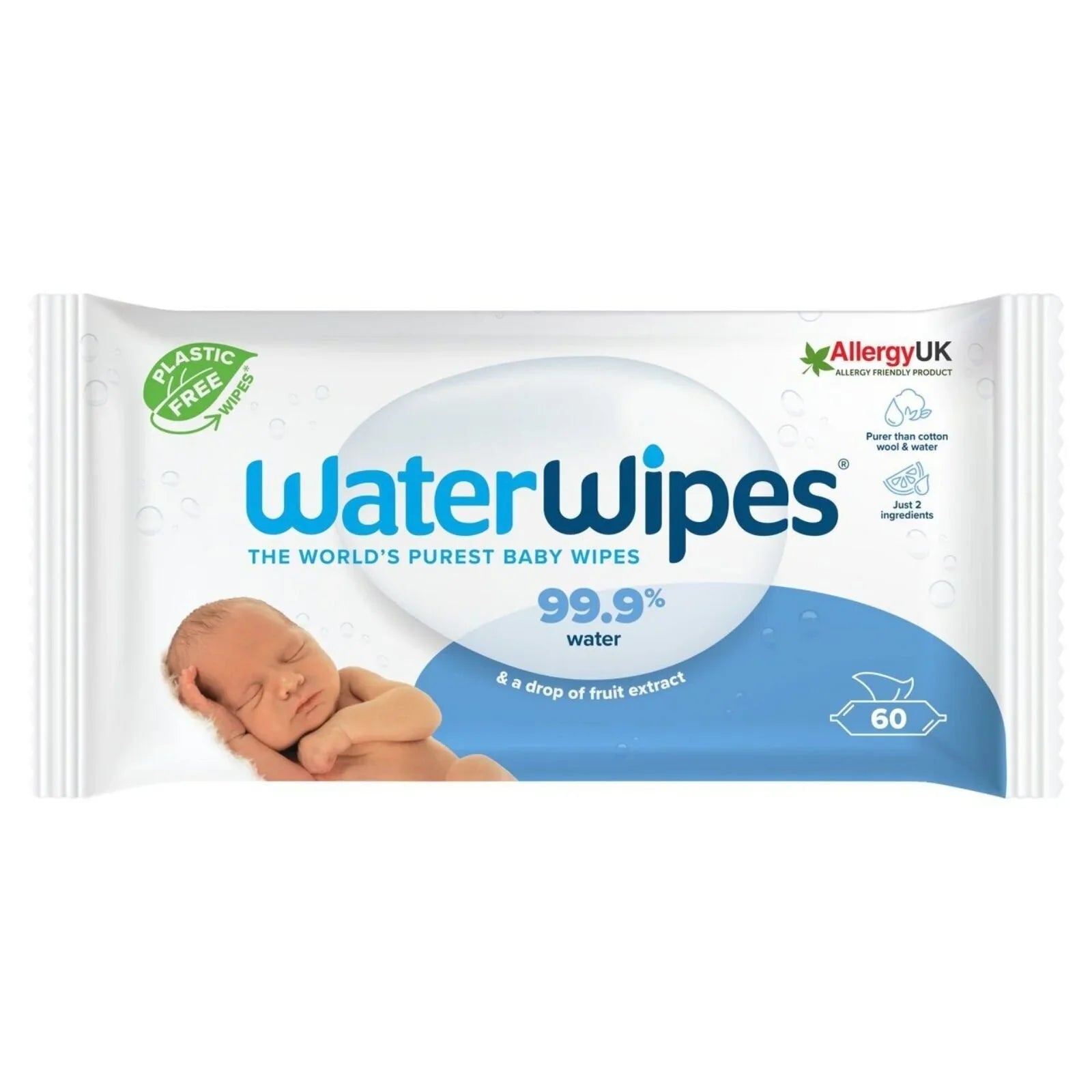 WaterWipes packaging with a baby on a white background