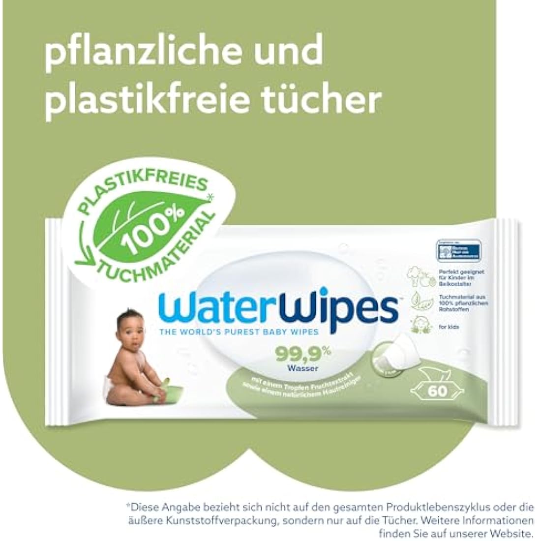 Plant-based, plastic-free WaterWipes Sensitive+